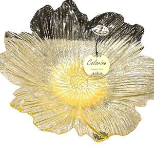 Colorina Handmade Glass Lotus Flower Decorative Bowl